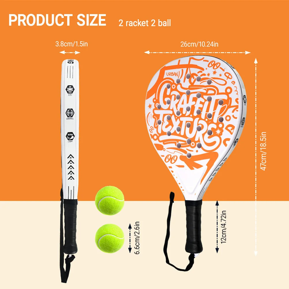 Padel Racket with Carbon Fiber Surface & EVA Memory Foam Core – Lightweight, Well-Balanced Padel for Beginners and Intermediate