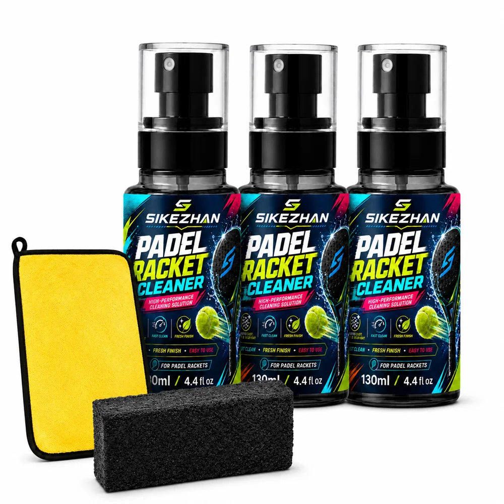Padel Paddle Cleaner Set 130ml Spray with Sponge and Microfiber Cloth for Racket Care Dust Sweat Stain and Court Residue Removal