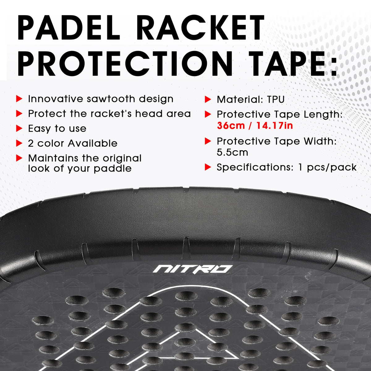 Padel Frame Protector, Padel Racket Protector (1/2/6 Pack) Padel Accessories, Racket Protector, Easy to Replace - Dimensions 360