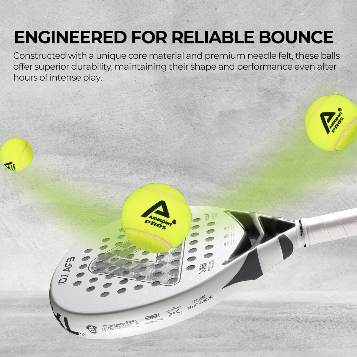 AMASPORT Padel Balls With Pressurized Can， 3 Premium Padel Balls Engineered To Maintain Consistent Speed & Height for Trainning