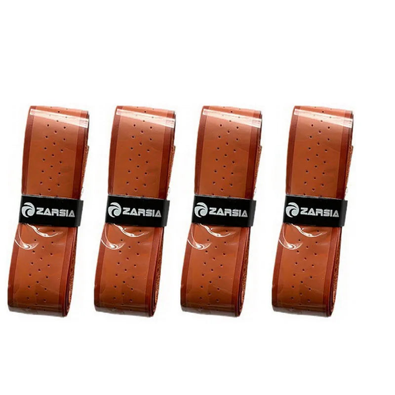 4 Pcs Brown Thick Tennis Grips Non-slip Perforated Badminton Grips Pickleball Racket Overgrip Bicycle Handle Wrap Grip Padel