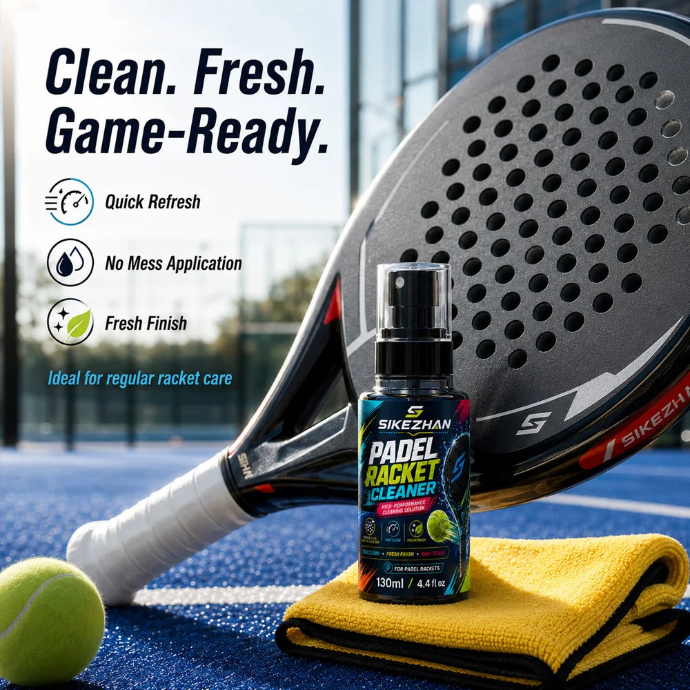 Padel Paddle Cleaner Set 130ml Spray with Sponge and Microfiber Cloth for Racket Care Dust Sweat Stain and Court Residue Removal