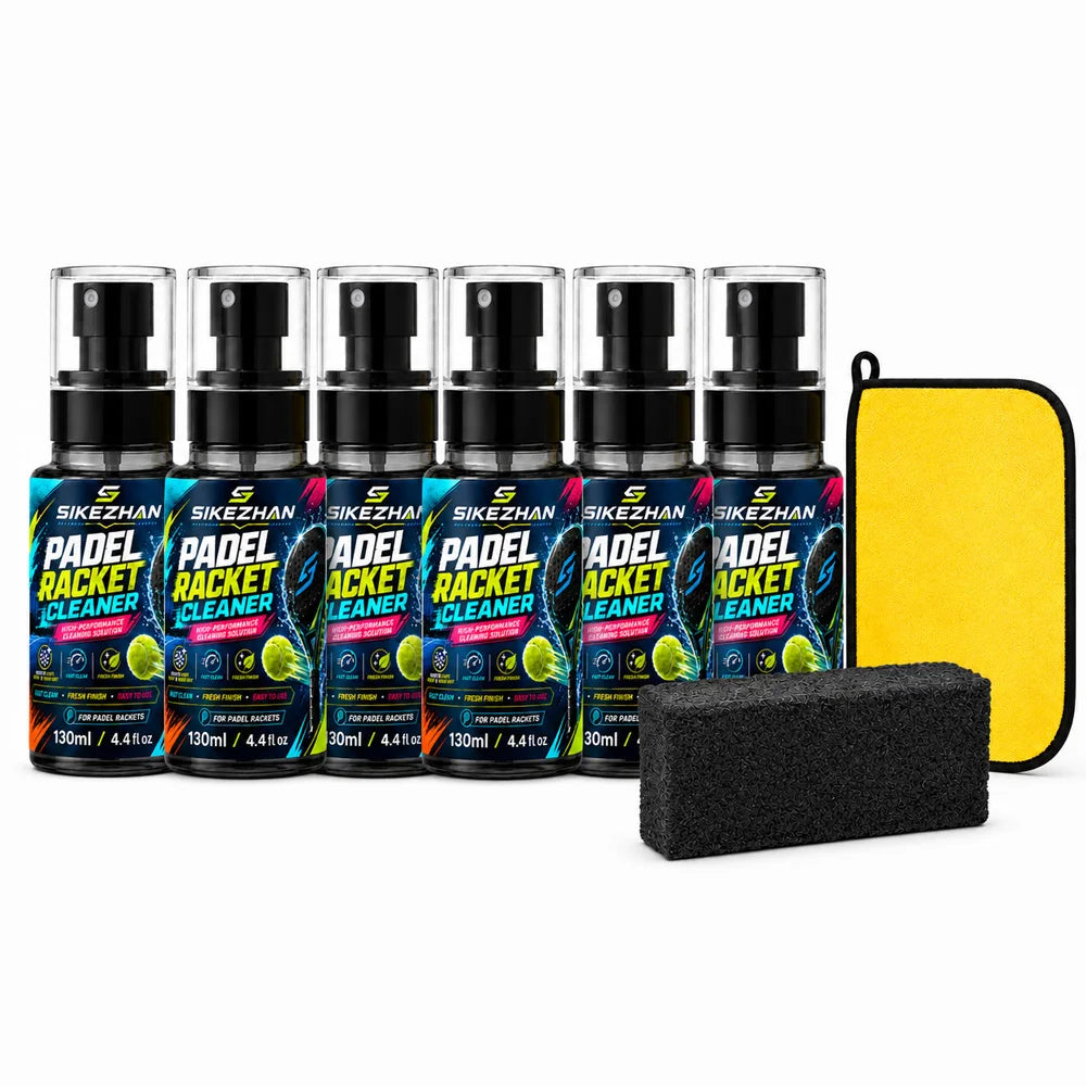 Padel Paddle Cleaner Set 130ml Spray with Sponge and Microfiber Cloth for Racket Care Dust Sweat Stain and Court Residue Removal