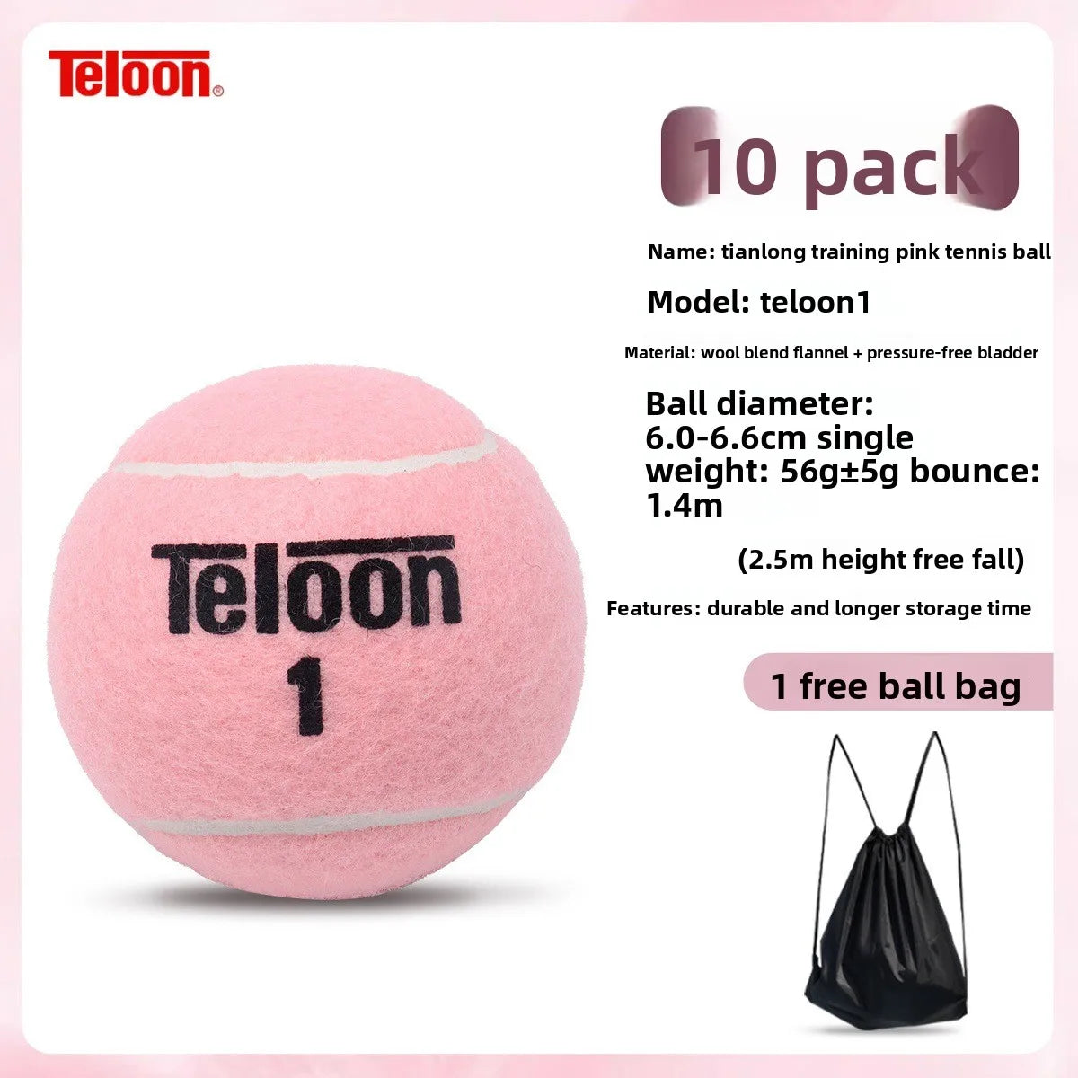 Professional Padel Training Balls, Pink Tennis Match Balls with High Elasticity, Durable & Resistant, 2 Pcs