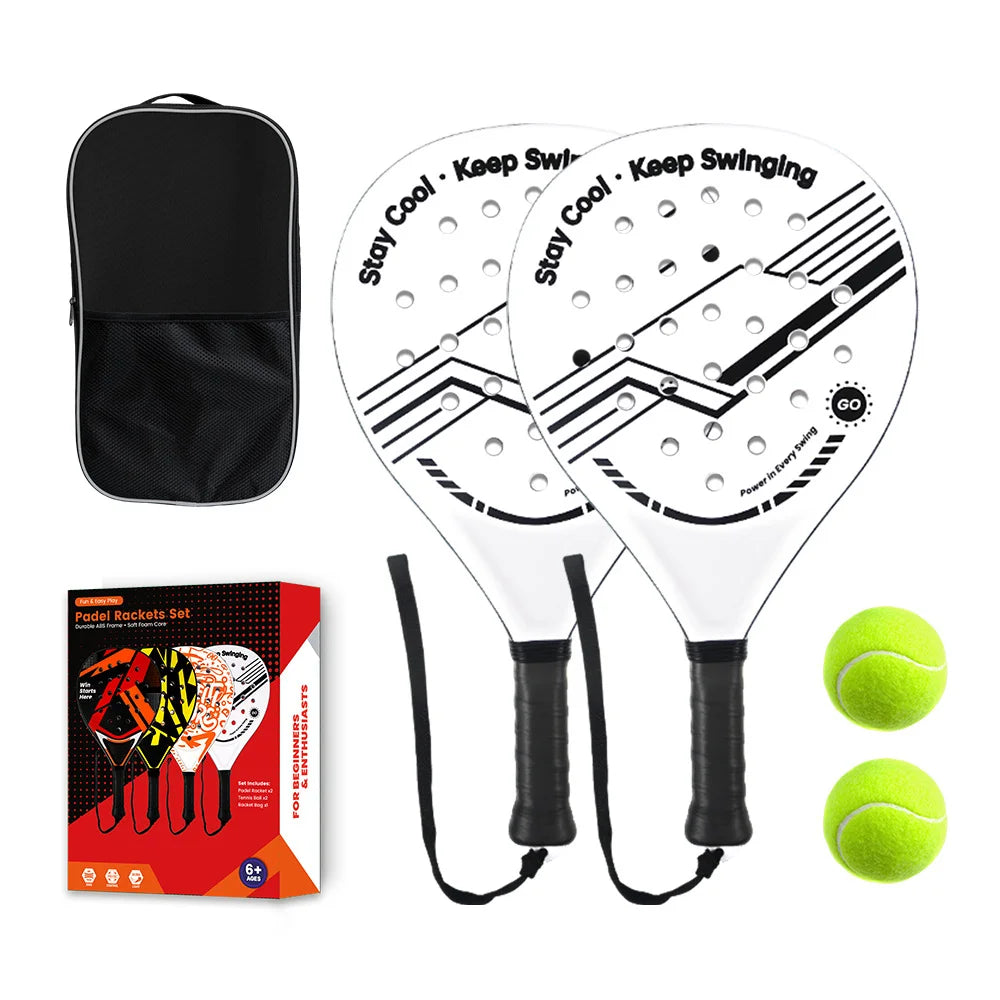 Padel Racket with Carbon Fiber Surface & EVA Memory Foam Core – Lightweight, Well-Balanced Padel for Beginners and Intermediate