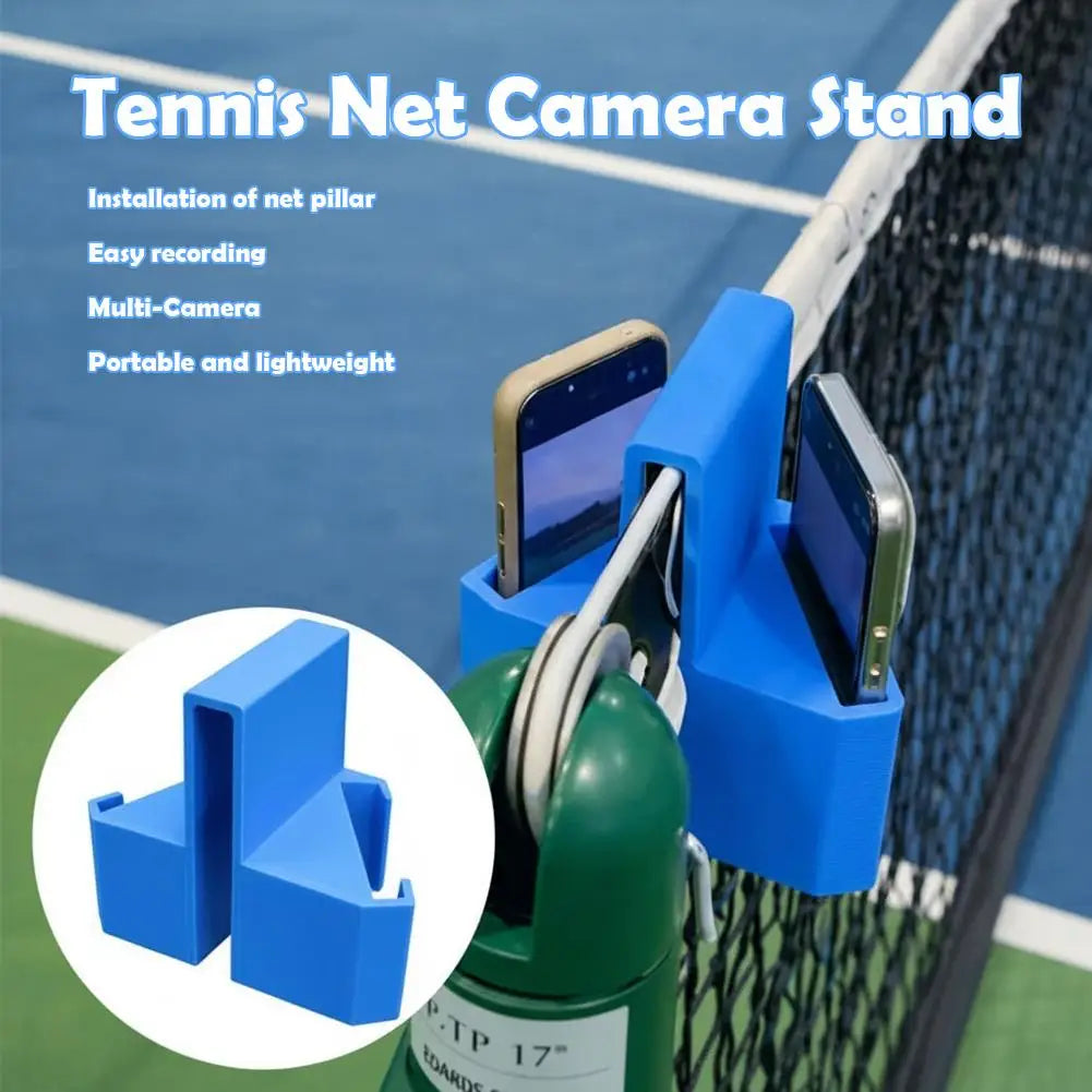 Padel Tennis Hanging Camera Mount,Dual Perspective Phone Stand for Tennis Net, Recording Mount for Phone Action Camera Holder