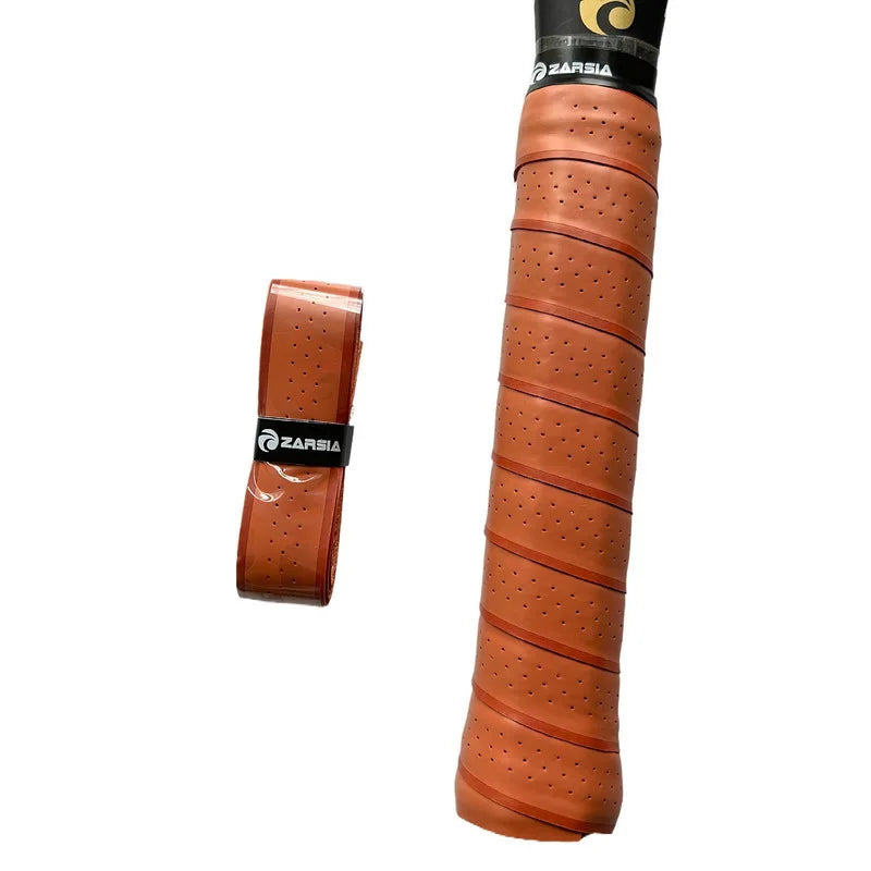 4 Pcs Brown Thick Tennis Grips Non-slip Perforated Badminton Grips Pickleball Racket Overgrip Bicycle Handle Wrap Grip Padel