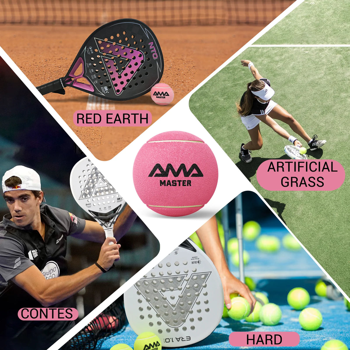 Professional Padel Training Balls, Pink Tennis Match Balls with High Elasticity, Durable & Resistant, 2 Pcs