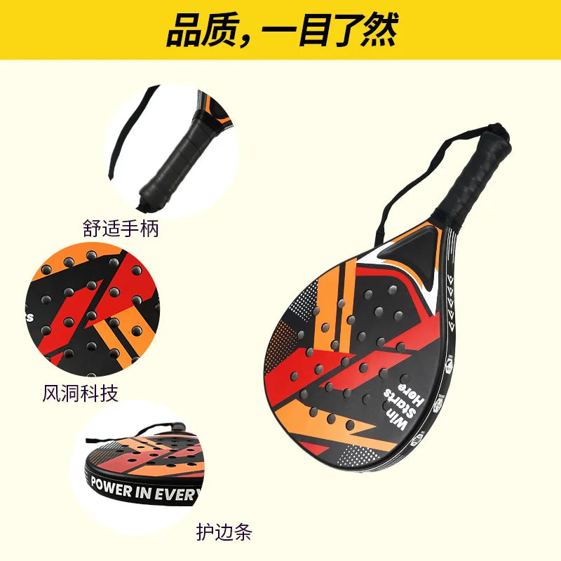 Padel Racket with Carbon Fiber Surface & EVA Memory Foam Core – Lightweight, Well-Balanced Padel for Beginners and Intermediate