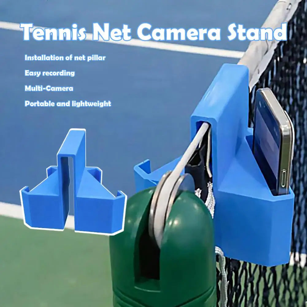 Padel Tennis Hanging Camera Mount,Dual Perspective Phone Stand for Tennis Net, Recording Mount for Phone Action Camera Holder