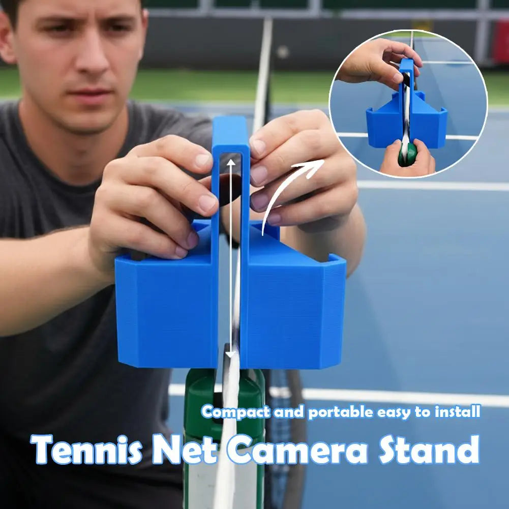 Padel Tennis Hanging Camera Mount,Dual Perspective Phone Stand for Tennis Net, Recording Mount for Phone Action Camera Holder