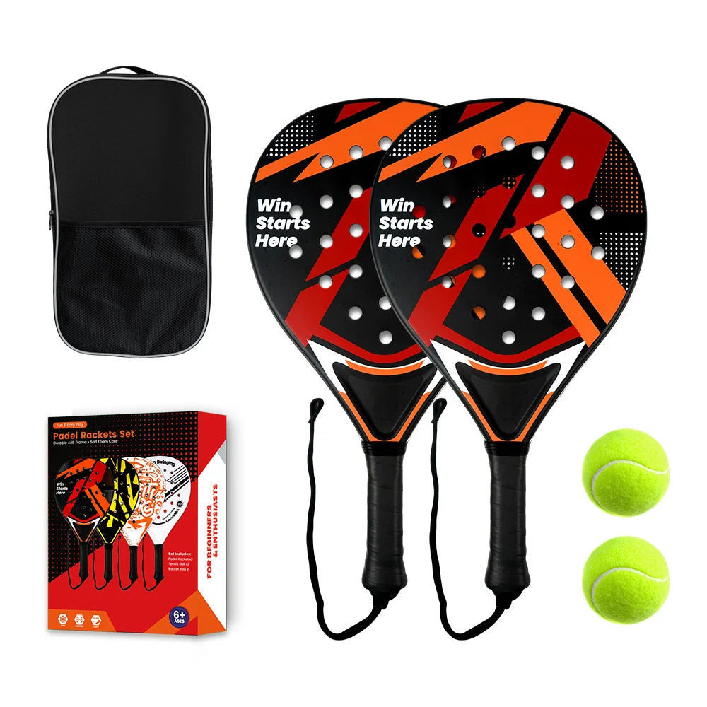 Padel Racket with Carbon Fiber Surface & EVA Memory Foam Core – Lightweight, Well-Balanced Padel for Beginners and Intermediate