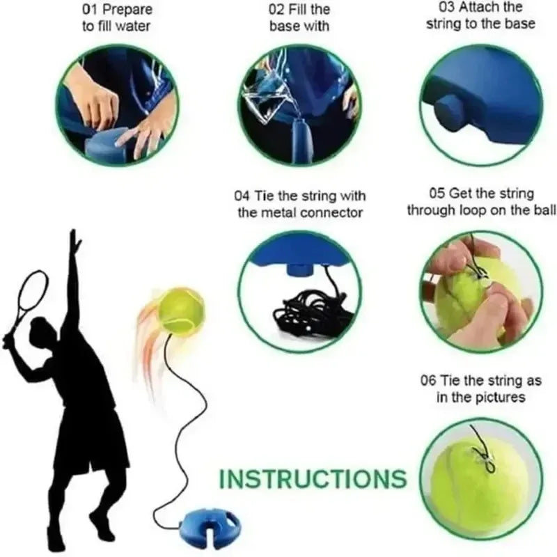 Heavy Duty Tennis Training Aids Base with Elastic Suitable for Indoor Outdoor Tennis Duty Rebound Training  Padel Accessories