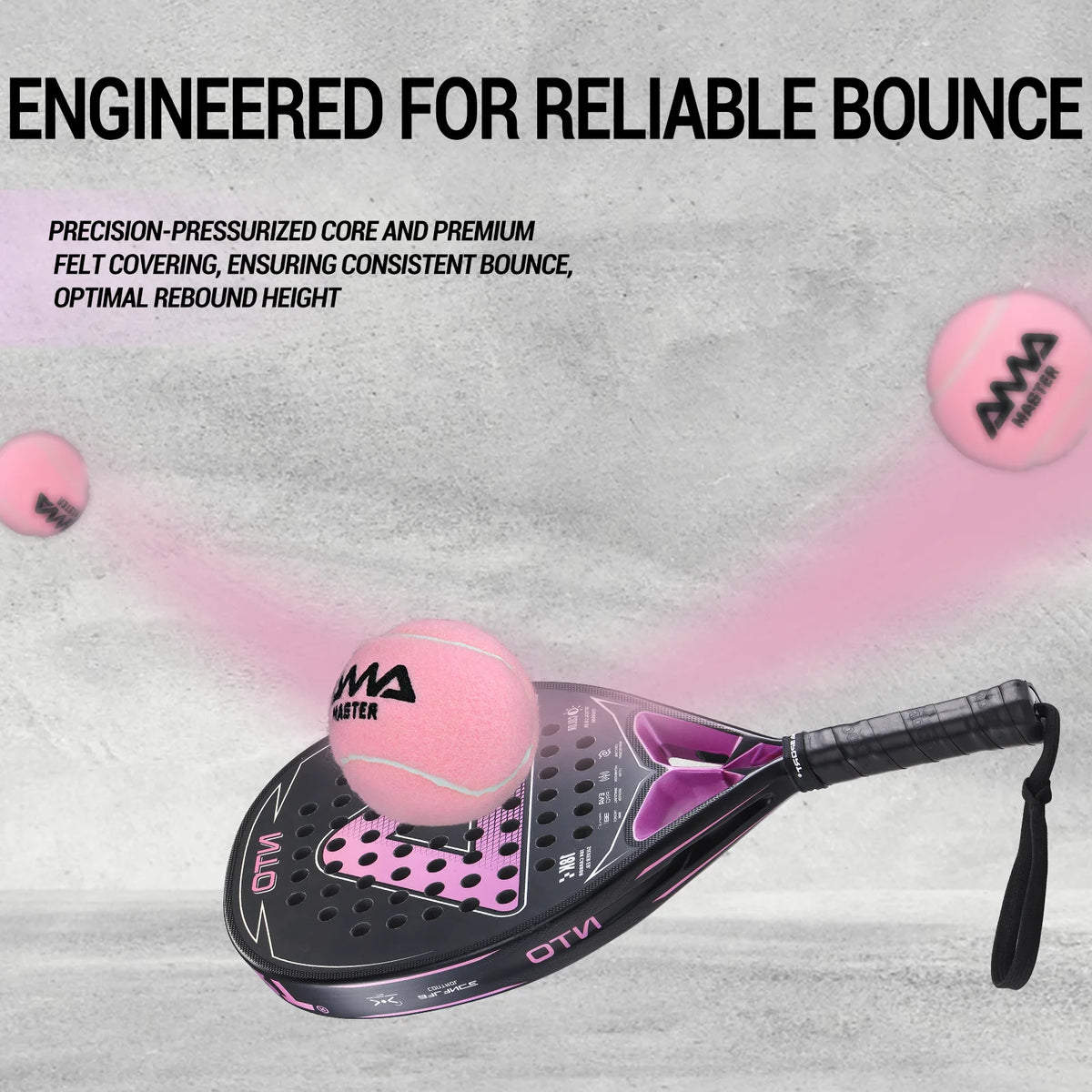 Professional Padel Training Balls, Pink Tennis Match Balls with High Elasticity, Durable & Resistant, 2 Pcs